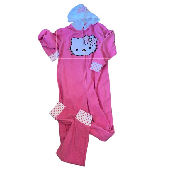 Hello Kitty Intimates & Sleepwear Hello Kitty One Piece Pajamas M Hoodie Pj Costume Pink